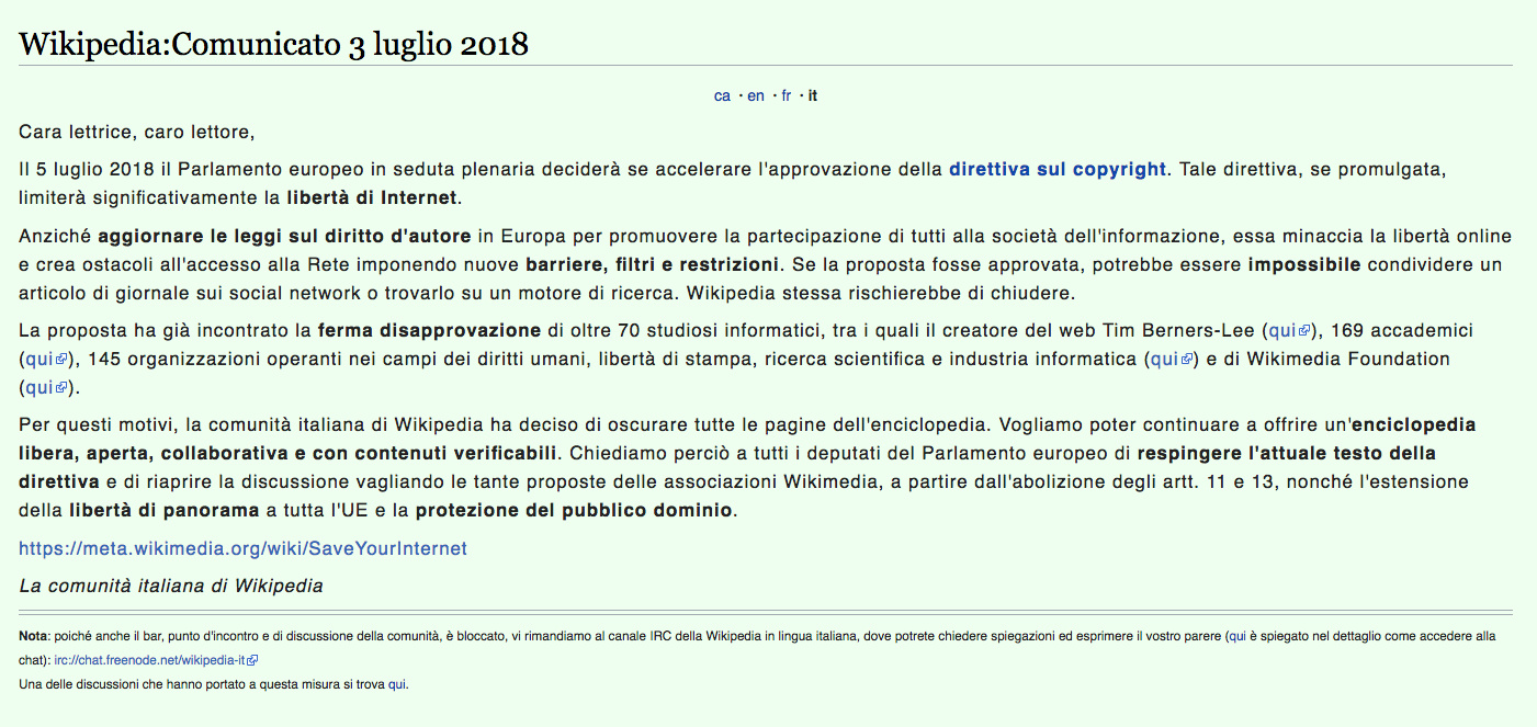 wikipedia bloccata