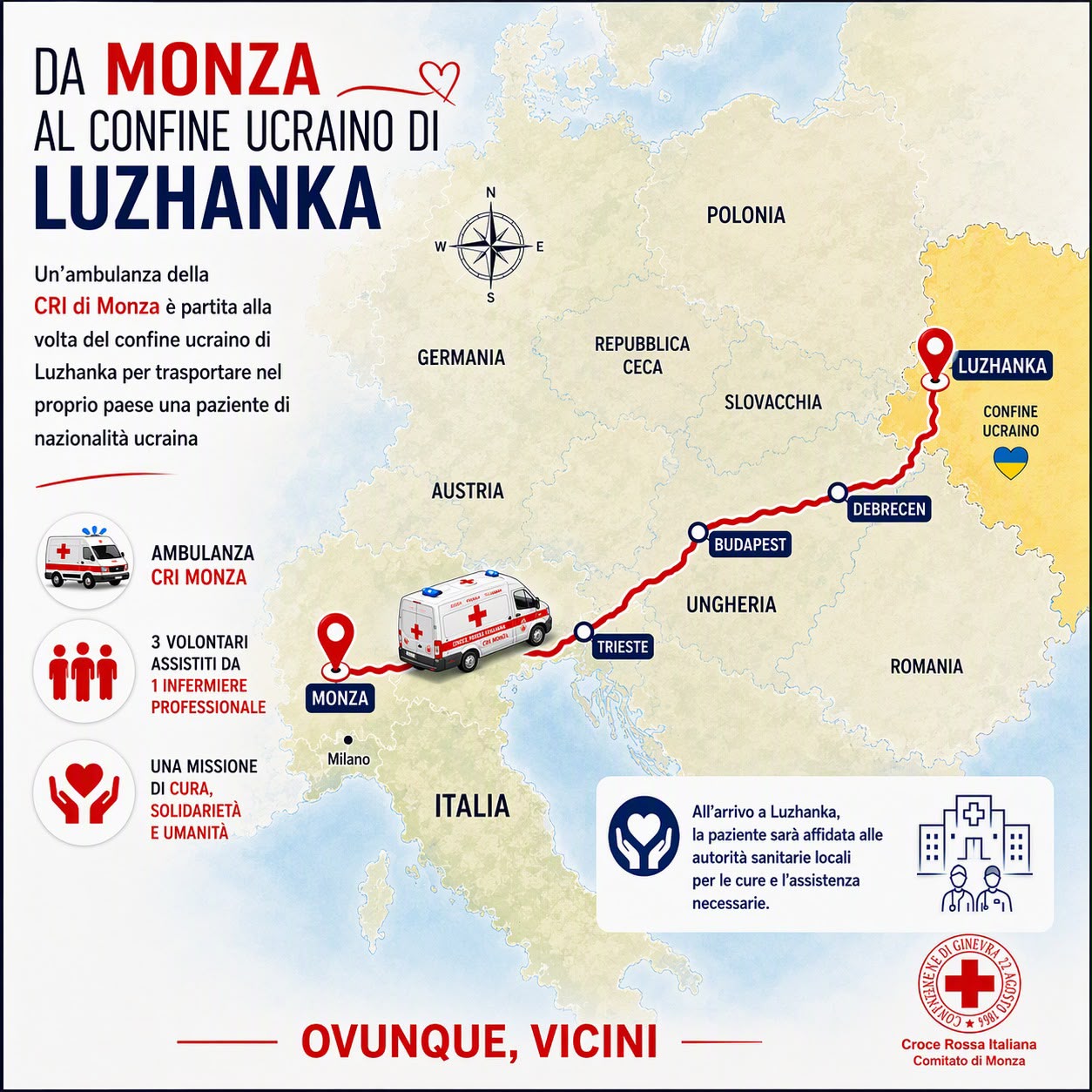 Da Monza a Kharkiv: la Croce Rossa accompagna una donna malata verso casa