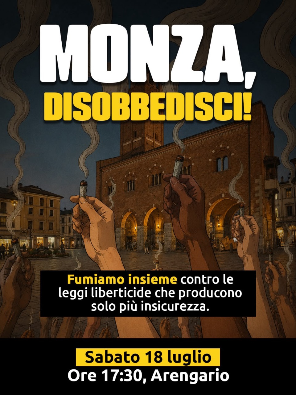 Radicali Italiani accendono una canna contro le leggi liberticide a Monza