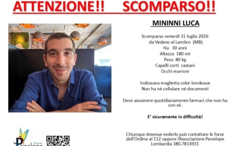 Sparizione di Luca Mininni: apprensione a Vedano al Lambro